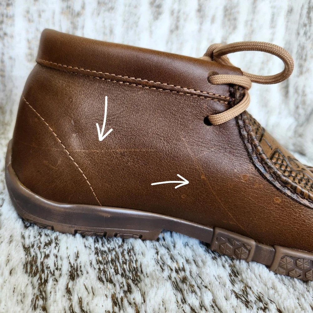 Reywelt Western Chukka Boot Loafer Brown Leather Steer Head | Men's Size 8